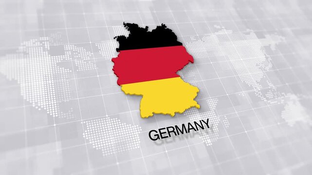Germany map with national flag on minimal digital world map background, global political, geographic border for international news concept with white background