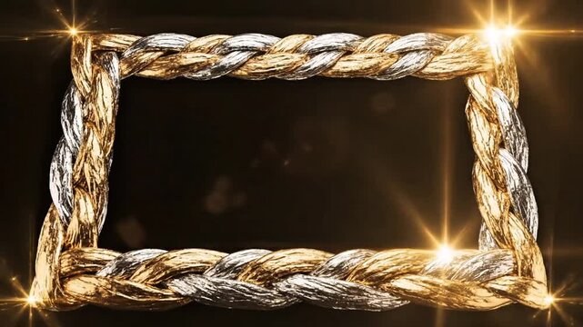 Shimmering Gold and Silver Braided Rope Frame with Elegant Lens Flares