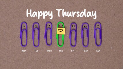Happy Thursday Weekly Calendar Greeting With Colorful Clip Icons © m95s