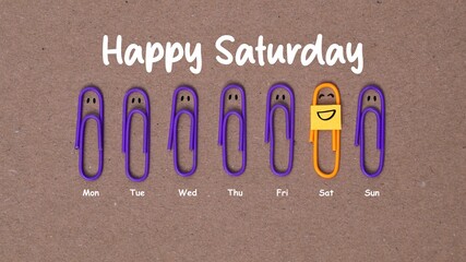 Happy Saturday Weekly Calendar Greeting With Colorful Clip Icons © m95s