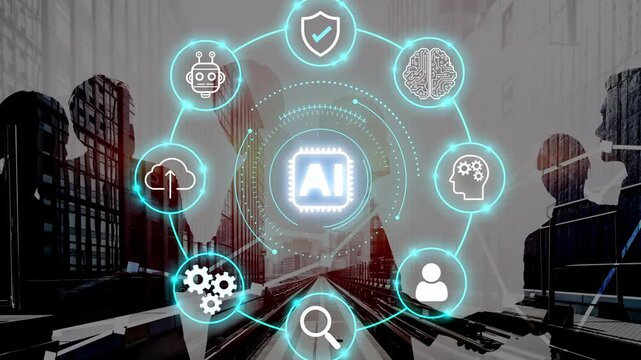 Innovative Digital Representation of Artificial Intelligence Concept with Human Silhouettes and Modern Technology Symbols. Entropy.