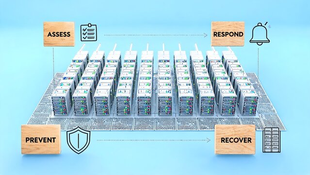 Top Down Data Center Disaster Recovery Business Continuity Workflow Concept