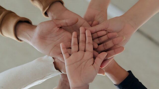 Teamwork and Unity Concept with Hands Together
