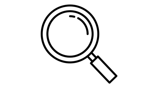 Simple magnifying glass line icon symbol for search and zoom on white background