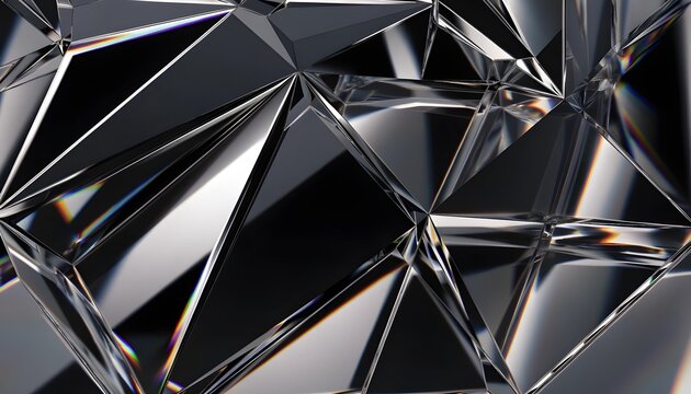 Abstract faceted metal texture with sharp geometric triangles and reflections