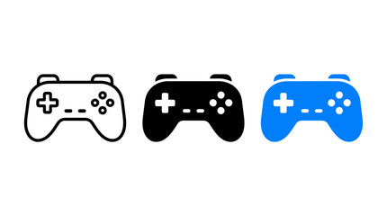Gamer gamepad controller icons set vector illustration in outline and solid styles © Al Rafi