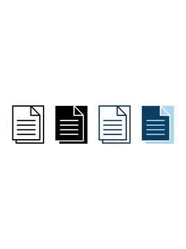 Set of Document and File Icons in Different Styles for Business and Office Use Isolated on White Background