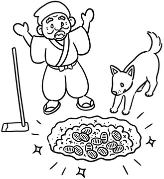 はなさかじいさん、ここほれわんわん(線画)