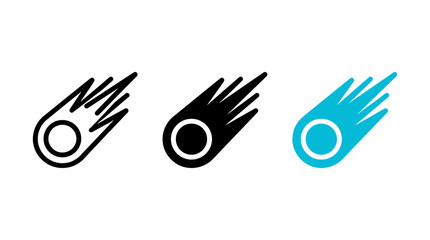 Falling Meteor and Comet Icon Set with Line Solid and Blue Color Vector Graphic Variants © Al Rafi