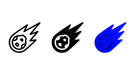 Set of Meteor and Comet Vector Icons with Outline and Solid Styles for Space Illustrations © Al Rafi