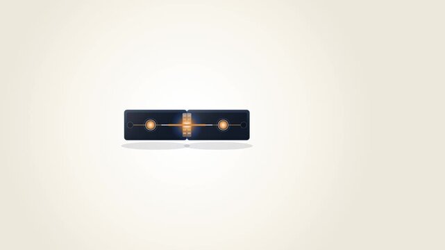 Technical animation of two hardware security keys magnetically docking to establish passwordless FIDO authentication, completing an internal optical circuit upon contact.