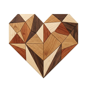 Low Poly Wooden Heart Concept Design for Valentine Day Decoration