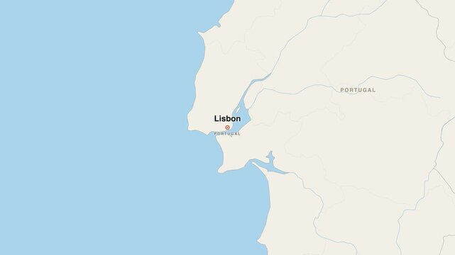 Lisbon Portugal city map zoom animation 4K