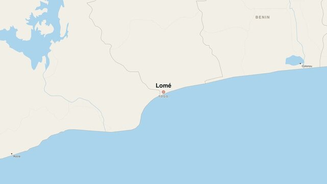 Lom&eacute; Togo city map zoom animation 4K