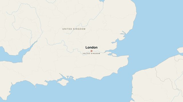 London United Kingdom city map zoom animation 4K