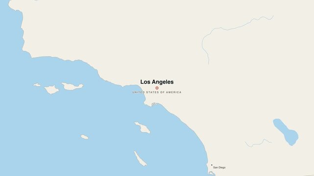 Los Angeles United States Of America city map zoom animation 4K