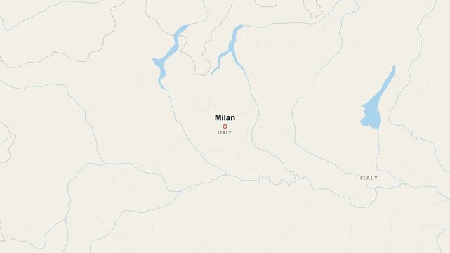Milan Italy city map zoom animation 4K