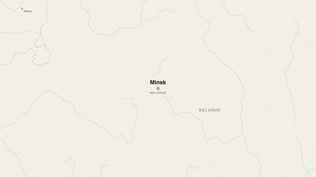 Minsk Belarus city map zoom animation 4K