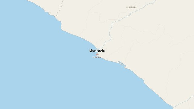 Monrovia Liberia city map zoom animation 4K