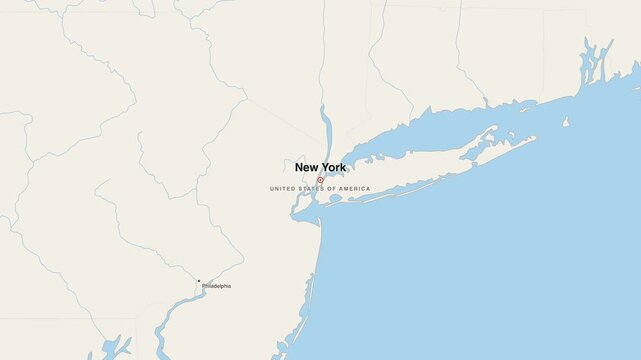 New York United States Of America city map zoom animation 4K