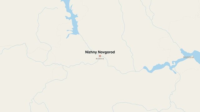 Nizhny Novgorod Russia city map zoom animation 4K