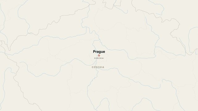 Prague Czechia city map zoom animation 4K