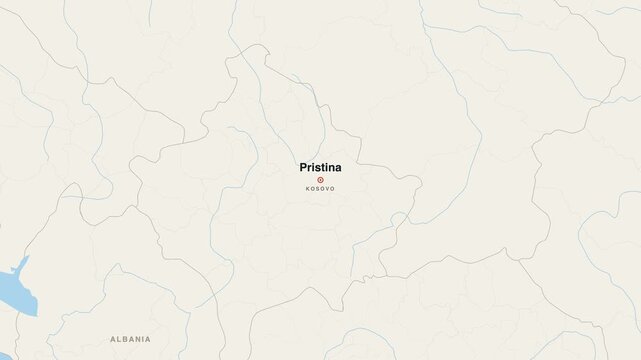 Pristina Kosovo city map zoom animation 4K