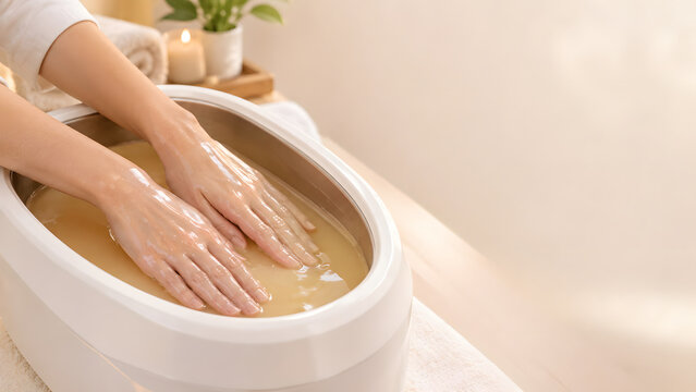 Hands soaking in warm bath for therapeutic relief