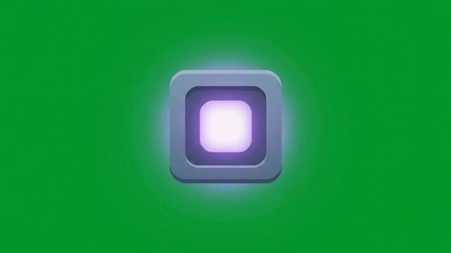 Edge Computing Server Node Icon with Pulsing Glowing Core Animation on Green Screen