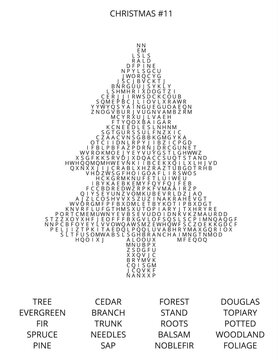 Festive Christmas Tree Created with Typewriter Letters and Holiday Words