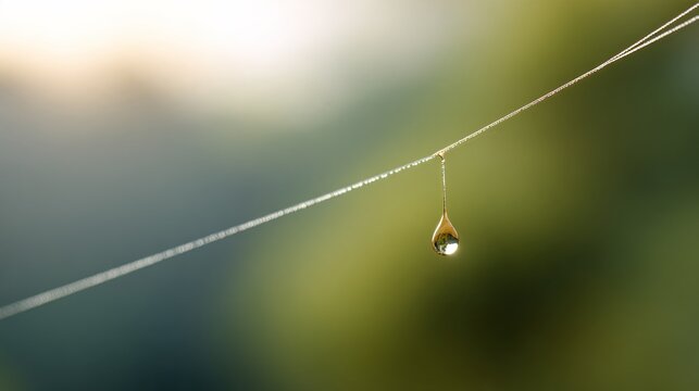 trembling. A complete spiderweb trembling in the breeze with a dewdrop about to fall. wildlife magazines, conservation campaigns, designed for nature documentaries and education.