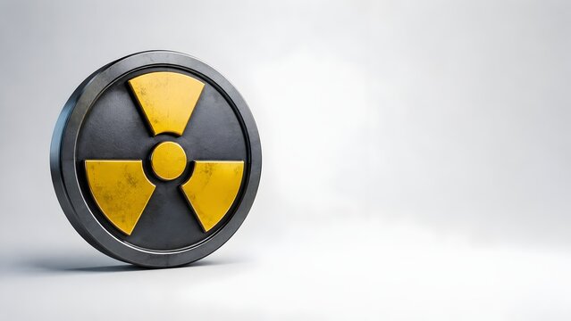 Grunge metallic radiation warning symbol representing nuclear hazard radioactive waste and industrial toxic contamination danger