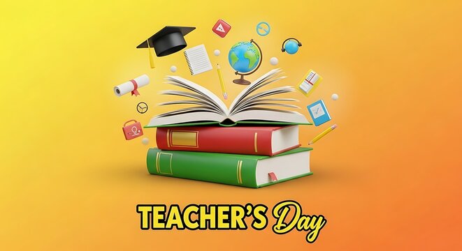 Teacher's day celebration with educational elements