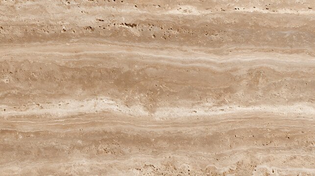Natural beige travertine stone texture background with horizontal veins.