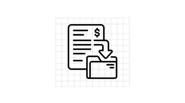 Financial Document to Folder Icon, Isolated on Transparent Background