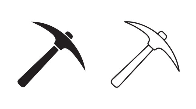 pickaxe vector icon silhouette with line art silhouette with line art silhouette with line art vector icon