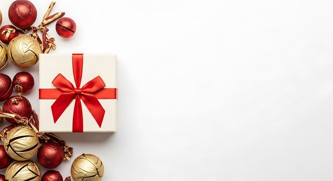 Premium gift box with red ribbon and ornaments for special occasions