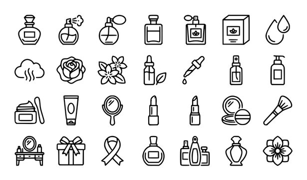 Luxury Perfume Fragrance and Beauty Editable Line Icon Set