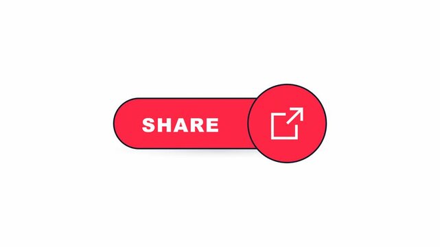 Animated red share button with external link icon. 4K Video