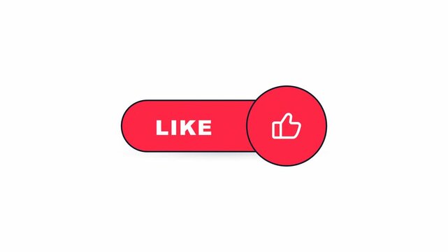 Red animated social media like button with thumbs up icon. 4K Video