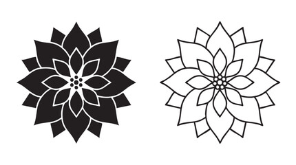 Obraz premium poinsettia flower vector icon silhouette with line art silhouette silhouette with line art vector icon