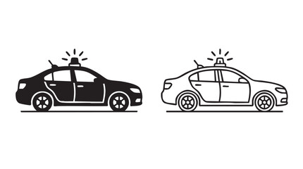 police car silhouette with line art vector icon design © Shamsul