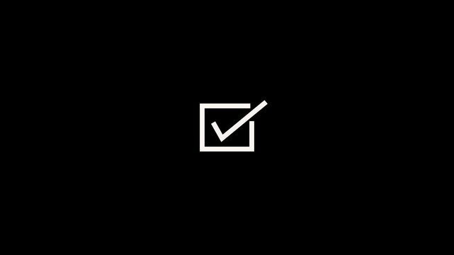 Minimalist checkmark animation on black background, for ui ux, tick checkbox motion, ui