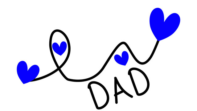 Ilustraci&oacute;n de un coraz&oacute;n de color azul con la palabra padre en un transparente para ser utilizado el d&iacute;a del padre