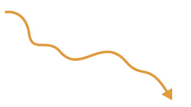 Curved arrow line pointing downward simple minimal graphic animation