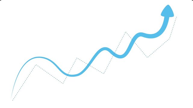 Upward arrow line with a rising chart growth progress and success animation