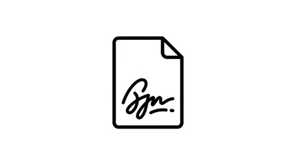 Fototapeta premium Isolated document with signature, contract agreement, legal signature icon