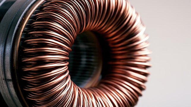 internal. Internal stationary part of an electric motor with copper windings. safety posters, maintenance manuals, designed for industrial assembly lines and welding operations.