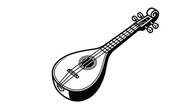 Classic mandolin string instrument minimalist illustration