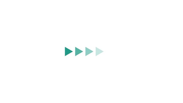 Minimalist loading animation with moving teal arrow on white background, progress indicator